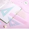 Lichie Geometry Set, 4 Pieces - Triangle Ruler, Square Ruler, Protractor, Maths Ruler
