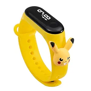 EVOTECH Digital Dial Waterproof Stylish and Fashionable Wrist Smart Watch LED Band for Kids, Rakhi, Colorful Cartoon Character Super Hero for Boys & Girls (Pikachu)