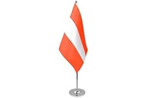 AZ FLAG - Prestige Tischflagge Österreich 22x15 cm Metall - Österreichische Tischfahne 15 x 22 Cm - Flaggen