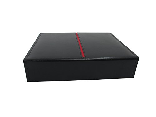 Herren Schmuckkästchen zum organisieren mit Abdeckung, Handgefertigt aus europäischem Leder in Premium Qualität für 2 Uhren, Manschettenknöpfen, Schmuck, Visitenkarten oder Münzen by Cordays CDM-00011 - 3