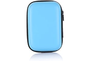 TQPUWT Hard Drive Case, 2.5 Inch Shockproof and Waterproof Hard Drive Bag, EVA External Hard Drive Case, Multi-Function Storage Carrying Universal Travel Case for Small Electronics, Color - Sky Blue