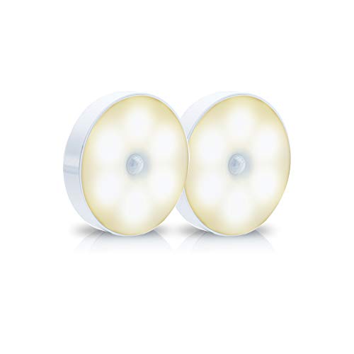LIEBMAYA Luz Nocturna con Sensor de Movimiento Luz Encendido/Apagado para Dormitorio Pasillo Baño Habitación de Bebé Cocina Garaje Armario, Escaleras 2 Pieza [Clase de eficiencia energética A]