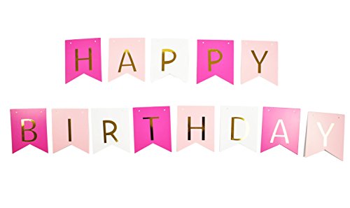 HAPPY BIRTHDAY Girlande Rosa Dekoration Serie 6er Set Seidenpapier PomPoms Deko - 6