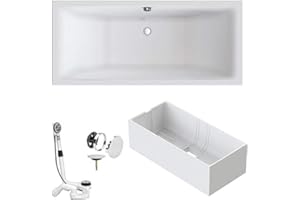 BADOSAN VITRA Badewanne M100 DUO Acryl Einbauwanne mit Mittelablauf 190x90cm inkl. Styroporträger/Ablaufgarnitur