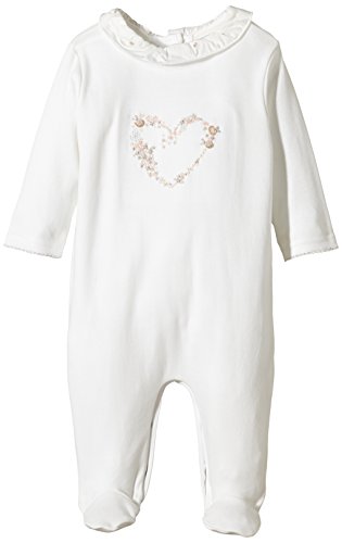 Mamas and Papas Baby-Girls Supima French Knot Hearts All-in-One Romper, Off-White (Cream), 3-6 Months
