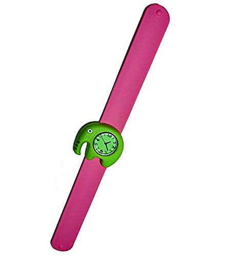 Evil Wear Damen Kinder-Uhr grün Analoges Quarz Uhrenwerk Slap Silikon-Armband pink