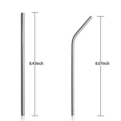 Xcellent Global 6 Pack Edelstahl Strohhalm Wiederverwendbare Metall-Strohhalme (1 Breit, 2 Gerade, 1 Gebogen, 2 Reinigungsbürsten, 1 Tragebeutel) für Smoothies, Yeti, RTIC & Mehr HG181 - 5