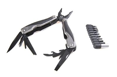Huntington Outil multifonction 8 outils (couteau, décapsuleur, scie, lime à ongles, ouvre-boîte, pince, tournevis, porte-embouts avec 9 embouts) d'acier inoxydable, MT842IF-8