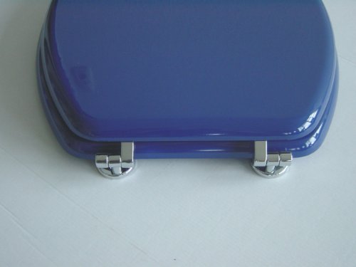 ADOB WC Sitz Klobrille mit Holzkern, verstellbare Metallscharniere, blau, 87065 - 4