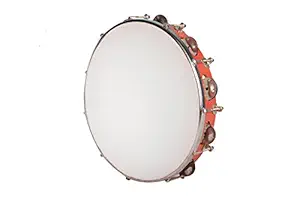 Kannan Musical Instruments Tambourine, 12 inch (with head), Red