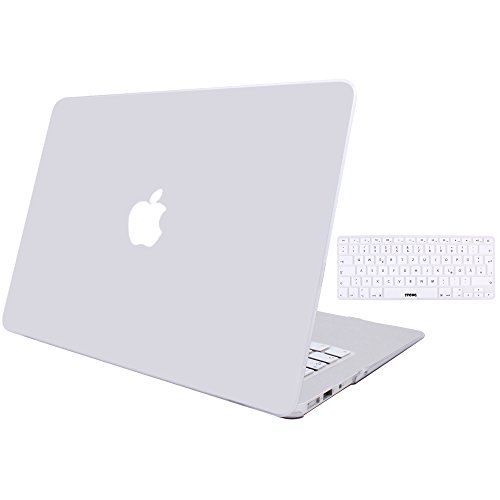 STONG Matte Gummierte Harte Schutzhülle für Macbook Air 13'' Hülle Cover Schale Schutz Hülle Tasche Silicon Case Shell Hard Plastik mattiert SchutzTasche + tpu Tastatur-Schutzfolie (Weiß)