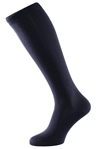 ALBERT KREUZ calcetines hasta la rodilla de lujo para hombre de 98% seda, color azul marino - Made in Germany 42-44