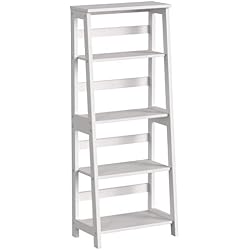 VASAGLE Étagère Style échelle, Bibliothèque, Étagère de Rangement, Étagère à 4 tablettes pour la Salle d'études, Étagère pour véranda, Multifonction, Blanc LLS90WT