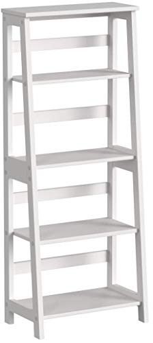 VASAGLE Étagère Style échelle, Bibliothèque, Étagère de Rangement, Étagère à 4 tablettes pour la Salle d'études, Étagère pour véranda, Multifonction, Blanc LLS90WT