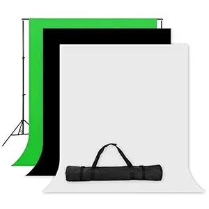 HIFFIN Photography Accessories Backdrop Photo Light Studio Muslin Background Stand Backdrop Support System Kit (Stand with Curtain, 3 in 1)