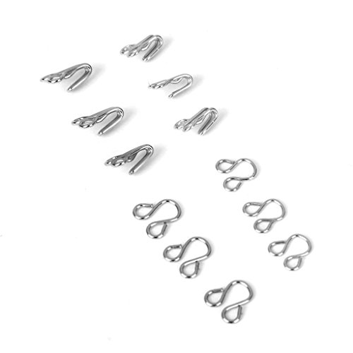 Gazechimp Set 36Pcs BH Haken + Ösen Nähen Verschluss Augen 8mm +10mm Silber - 3