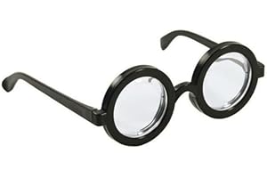 AURACASA Occhiali Nerd Rotondi Neri con Lenti Spesse, Montatura Classica. Accessorio Carnevalesco Made in China