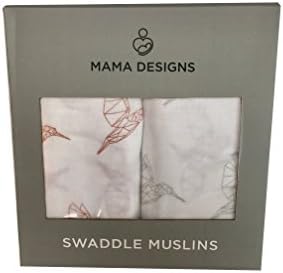 Mama Designs Super Soft 100% Cotton Muslin Swaddle with Hummingbird Design 120cm x 120cm
