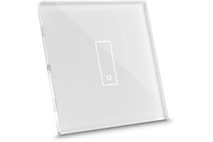 iotty E1 PLUS, Interrupteur connecté pour lumières et portails, compatible Google/Alexa/Siri/IFTTT, applis IOS/Android, plaque tactile, verre rétroéclairée, capteurs de température/luminosité, blanc