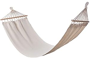 Publiclick Hamaca Tumbona Colgante Canvas Beige, Colgante con Travesaño Color Natural 190x0,80 cm. Incluye Bolsa de Transporte, Hamaca Jardin