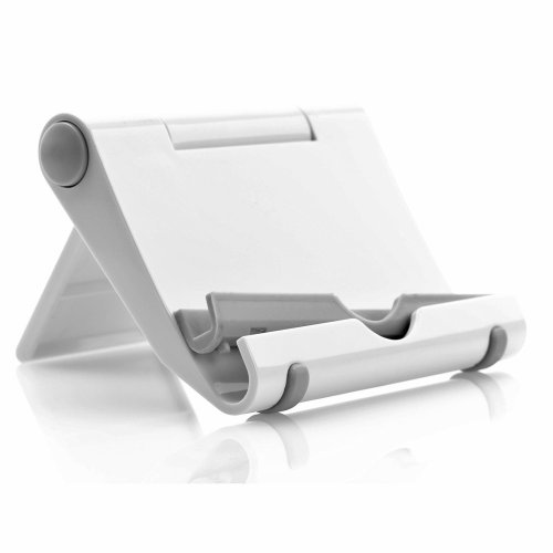 deleyCON Universal Tablet Ständer - Winkel verstellbar für iPad / Galaxy Tab usw - mit & ohne Case nutzbar - Weiß