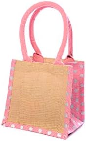 Small Polka Dot Jute Hessian Gift/Lunch Bag