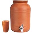 WILLS TOP Handmade Earthen Clay Water Pot with Lid & 304 Stainless Steel tap|paani ka Matka|12L| mitti ka Matka