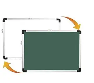 Sunway Display System Non-Magnetic Hanging Greenboard and WHITEboard Double Sided Board, Chalkboard for Kids, Lightweight Aluminium Frame, 1x1 Feet (Pack of 1)