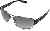 Protective case included Prada Sport - Gafas de sol Rectangulares para hombre, color gris, talla 65 mm