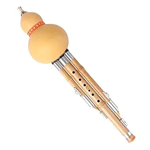 HEALLILY Bamboo Hulusi Chinese Traditional Instrument Gourd Flute Woodwind C-Key Hulusi Cucurbit Flute Random Pattern