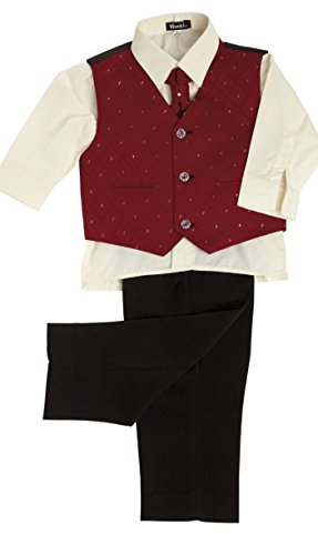Four Piece Boys Suit Age 0 to 14 Years £17.25 (Age 2, Black and Mauve)
