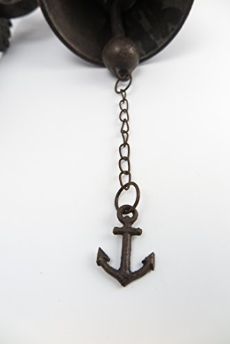 Gartenglocke Wandglocke Segelschiff Windjammer Gusseisen Eisen Eisenglocke Metallglocke Schiffsglocke Antik rustikal braun Bauernhof Hofglocke - 3