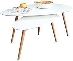 Retro Couchtisch SCANIA MEISTERST&Uuml;CK 75cm wei&szlig; Buche Beistelltisch nierenf&ouml;rmig