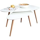 Retro Couchtisch SCANIA MEISTERST&Uuml;CK 75cm wei&szlig; Buche Beistelltisch nierenf&ouml;rmig