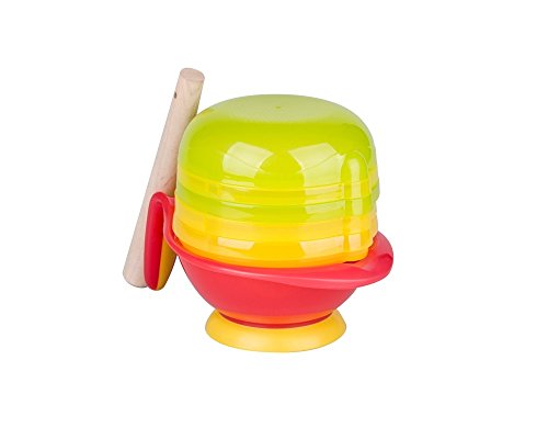 Tofern BPA free 7in1 Baby Food Manual Grinder Juicer Masher and Bowl Baby Food Processor Vegetable and Fruit Mill - Red