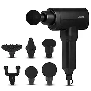 AGARO Impact Gun Massager, Handheld With 6 Massage Heads, 5 Speed, For Deep Tissue Massage, Body Relaxation And Pain Relief (Black)