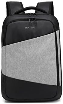 Lightweight Backpacks Three Musketeer Business Backpacks, Fashion Backpacks, Laptop Backpacks 15.6 " with USB Charging Port Waterproof Travel Backpack with Leather University Bag (Black-grey)