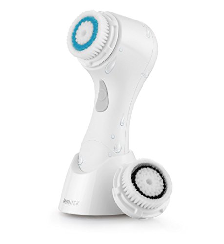 AVANTEK Sonic Facial Brush Waterproof Face Exfoliating Cleanser Cleansing Brush Battery Powered with 2 Brush Heads