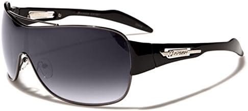 New Oxigen Men Aviator Shield Fashion Sunglasses Full UV400 Protection Free Vibrant Hut microfibre pouch included (Black/gunmetal/gradient black lens)
