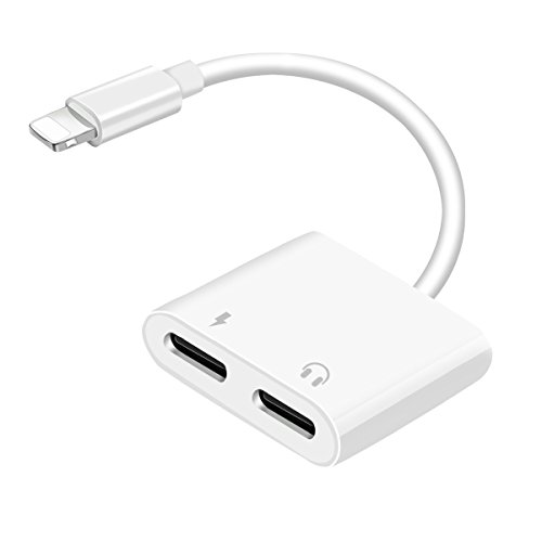 2 in 1 Lightning Audio + Charge Conversion Adapter, Anskp Dual
Lightning Headphone Adapter Splitter Supports Lightning Audio and
Charging At the Same Time, Supports Call, Charging, Volume Control,
Compatible for iPhone 7 / 7 Plus [Support iOS 10.3 and Later] - White