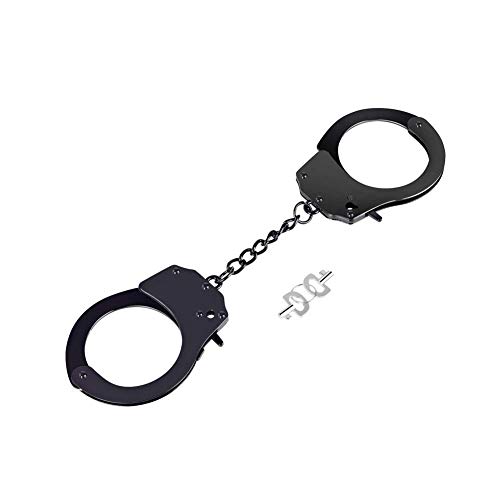 Niu-Man Kit Manette Regolabili a Doppia Chiusura per Poliziotto di Cop Fancy Dress up (Nero)