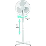 Standventilator Ø 40cm 45 Watt, 3 Geschwindigkeitsstufen Ventilator mit 180° Rotation, leiser Betrieb Desk Fan Windmaschine Höhenverstellbar 110-130cm (Standventilator Ø:40cm/45Watt)