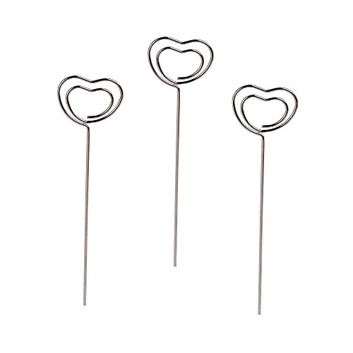 AONER 30 Stück Metall Fotohalter Herz Kartenhalter Platzkartenhalter Tischnummernhalter Tischkartenhalter Namenskarten Halter Memohalter Memo Clip Halter Hochzeit Silbrig