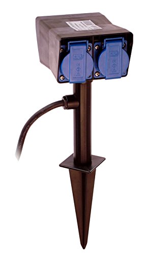 as – Schwabe 19603 Stromversorgung Garten-Set mit Zeitschaltuhr, Verlängerungskabel, Sicherheitsbox und Gartensteckdose mit Erdspieß – Gartenbeleuchtung - 4