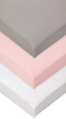 Easy dort Lot de 3 draps housse Coton - 40x80 / 40x90 - gris blanc rose