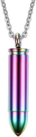Lekima Stainless Steel Pendant Necklace Bullet Warhead Cylinder Pill Military Army Jewellery Gift For Men Women - Colorful