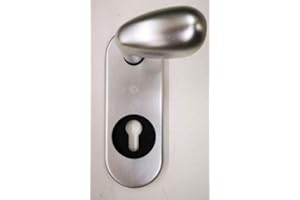 KIT COMO SECUREMME PLACCA+MANIGLIA A FORMA DI UOVO IN ALLUMINIO F1 ARGENTO SINGOLA PER PORTA BLINDATA Q8 FORO CILINDRO EUROPEO PZ 1