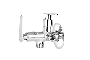 FLOWAY NANO Angle Valve Flora 2 in 1 Brass Chrome Plated, Two Way Angle Cock, Angle Tap, Angle Cock, Quarter Turn Tap (Silver)