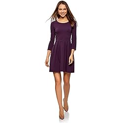 oodji Ultra Mujer Vestido de Punto Entallado, Morado, ES 42 / L