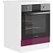 Produktbild ULTRA Meuble four avec plan de travail L 60 cm - Aubergine brillant et décor stratifié blanc